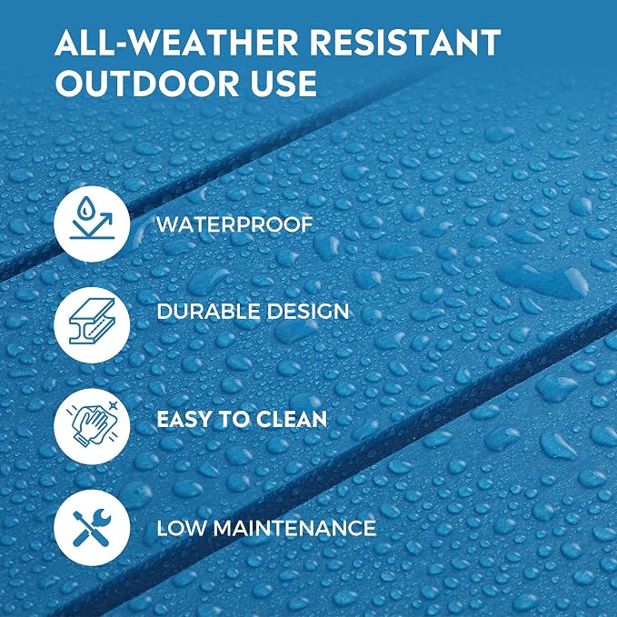 Costaelm Outdoor Plant Stand, 2-Tier Small Outdoor Table, Outdoor Side Tables for Patio or Indoor, Patio Table for Pool, Porch, Weather Resistant Easy Maintenance, Pacific Blue