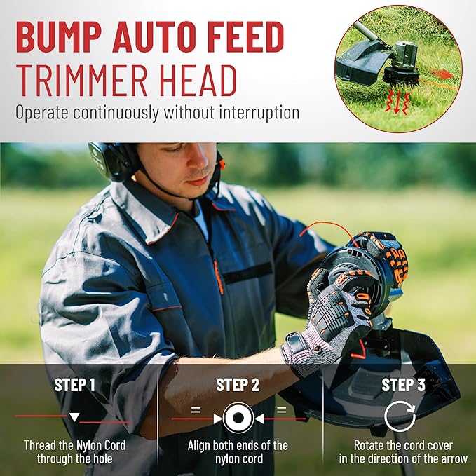DCK 58V 17" String Trimmer Cordless, AI Adaptive Speed, Brushless Weed Eater & Edger with Dual-line Auto Feed, 6000RPM, 4.0Ah Battery, Dual Safety Switch, Electric Weed Wacker with Shoulder Strap