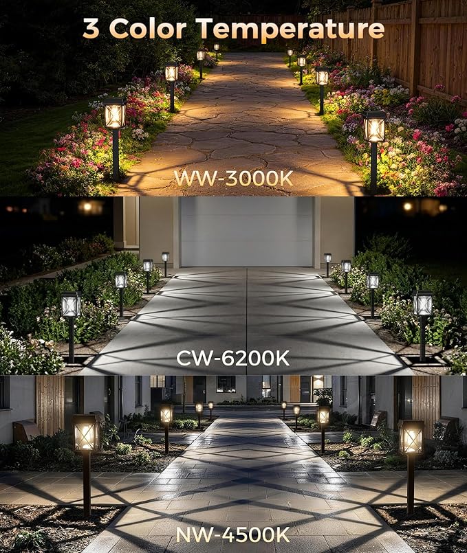 XMCOSY+ Solar Lights Outdoor, 8 Pack 50LM Bright Solar Pathway Lights, IP65 Waterproof 3-in-1 Garden Light for Yard Backyard Driveway Walkway Landscape Path (Warm/Cool White)