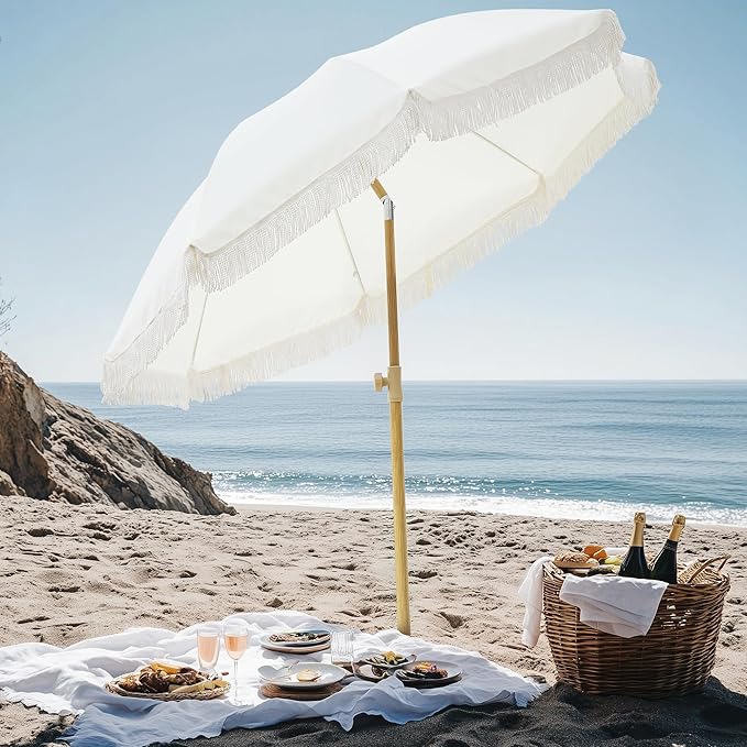 Aohanoi Outdoor Umbrella - Sun Protection, Rain Resistant, Windproof with Manual Open-Close Feature - Ideal for Beach, Camping, and Picnics