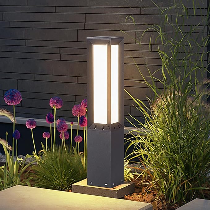 Solar Pathway Lights Outdoor, 32" Landscape Path Lights, Modern Commercial Bollard Light, IP65 Waterproof Solar Powered Driveway Light, 3000K LED Walkway Lighting for Lawn Garden Patio Yard