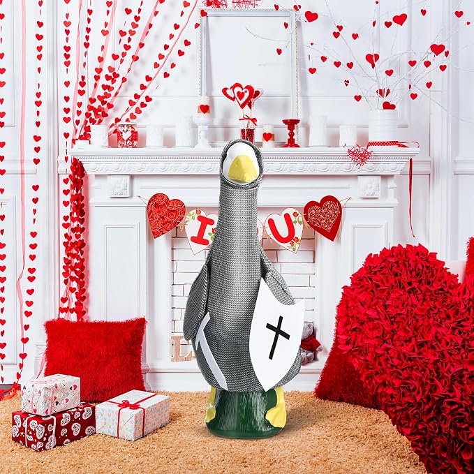 Porch Goose Outfit Cute Knight Goose Dress Clothes with Shield and Cross Costume for 23" Gooses Statue Decoration Patio Yard Garden Lawn Outdoor, Wedding Decors