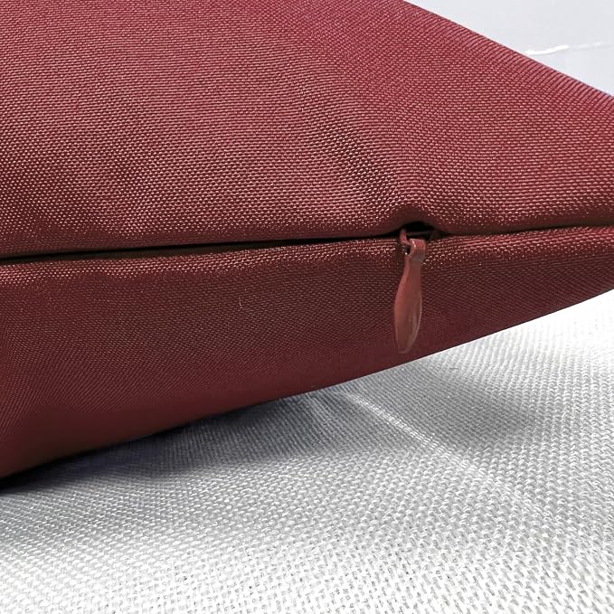 VAKADO Outdoor Waterproof Throw Pillow Covers 26X26 Set of 2 Decorative WineRed Patio Furniture Cushion Cases Outside Decor for Couch Garden Bench Porch
