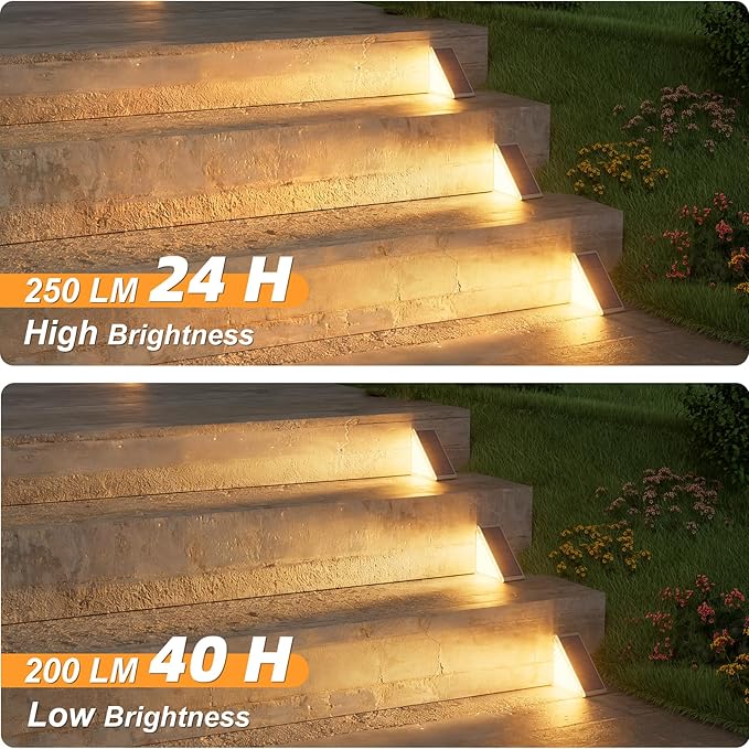 VOLISUN Solar Step Lights for Outside 12 Pack, Solar Stair Lights Outdoor Waterproof IP67,28 LED,240 LM,1200 mAH Outdoor Step Light,Outdoor Decor for Garden Stair, Deck, Front Step, Porch,and Patio