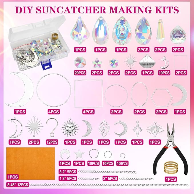 228pcs Sun Catcher Kits for Adults, DIY Arts and Crafts for Women | Prism Crystal Suncatchers Indoor Window Hanging Ornaments Decor for Home Gifts for Mother Wife Daughter