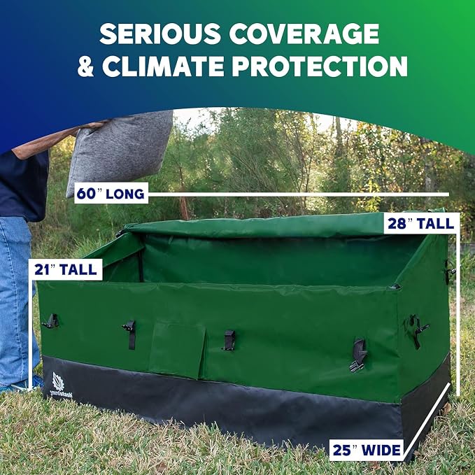 YardStash 143 Gallon Waterproof Deck Box, Portable Outdoor Storage Box for All Weather Tarpaulin Deck Box, Perfect for the Boat, Yard, Patio, or Camping – 143 Gallon, XL Green