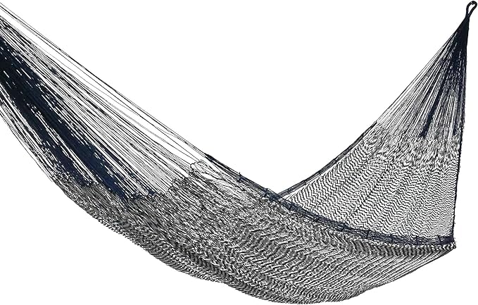 NOVICA Blue Purple Cotton Hand Woven Mayan Rope 2 Person XL Hammock, 'Ocean Waves' (Double)