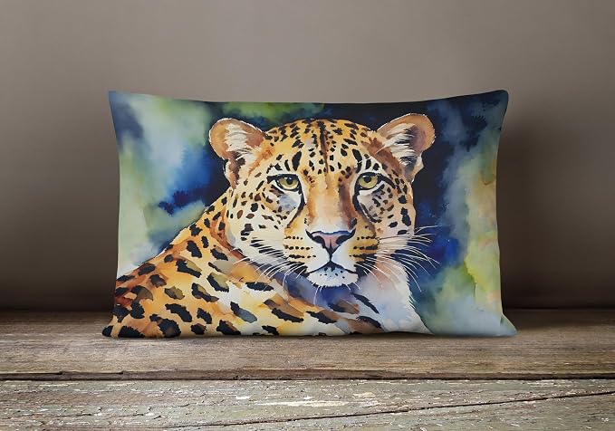 Caroline's Treasures DAC2949PW1216 Leopard Throw Pillow Machine Washable, Indoor Outdoor Decorative Pillow for Couch, Bed or Patio, 12HX16W
