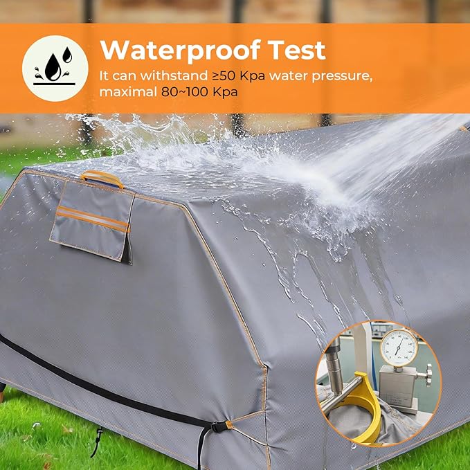 Picnic Table Cover, 70/72 Inch Patio Picnic Table Bench Cover, Heavy Duty 420D Oxford Fabric Waterproof Anti UV Windproof with Adjustable Straps Air Vent, Fits 6 FT Picnic Tables, Grey