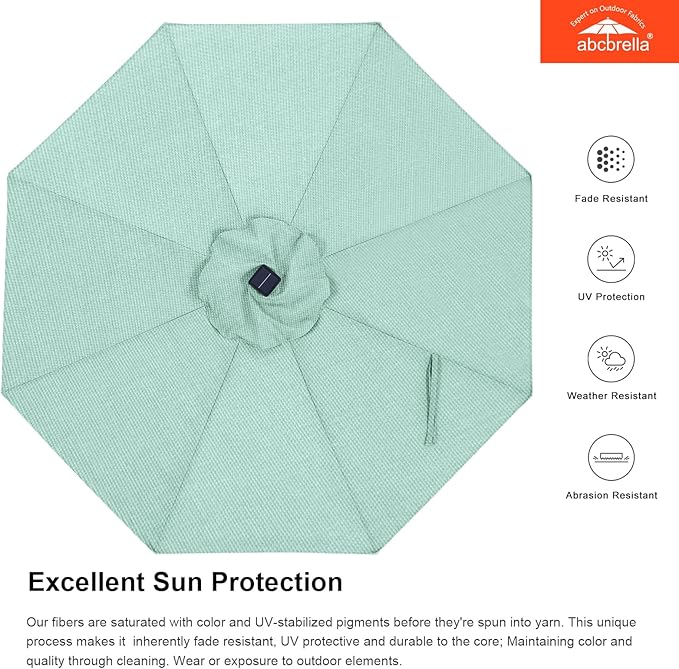 ABCCANOPY OLEFIN® 5-Year No Fading Patio Umbrella with Solar Lights (Light Blue)