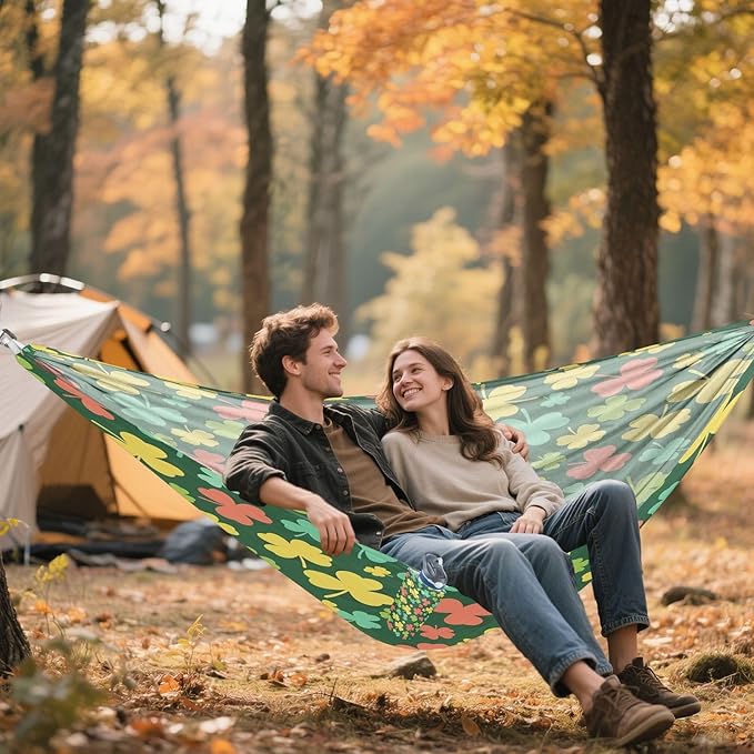 Hammocks for Outside Four-Leaf Clovers Camping Hammock Portable Hammocks with Tree Straps and Carry Bag Camping Accessories for Hiking Beach Outdoor