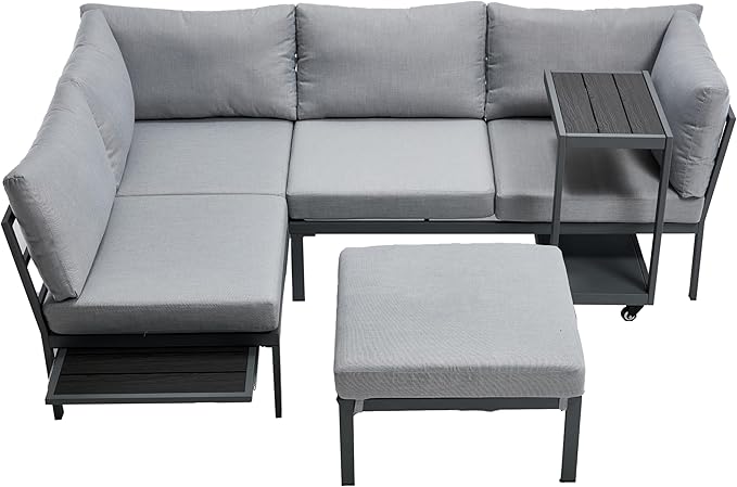 Outdoor Conversation Furniture Set, Patio Sectional Sofa Set, Outdoor Couch Sectional, Outside Sets, Patio Furniture Sets for Backyard, Garden, Lawn, Poolside, Grey