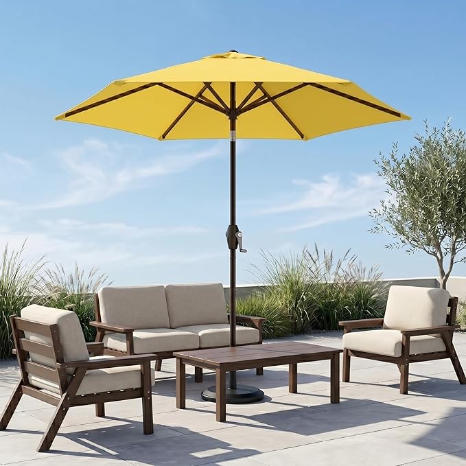 7.5ft Patio Umbrella, Outdoor Table Market Umbrella with Smooth Crank Lift, 6 Windproof Fiberglass Ribs, UPF50+ UV Protection for Deck, Pool, Garden and Backyard