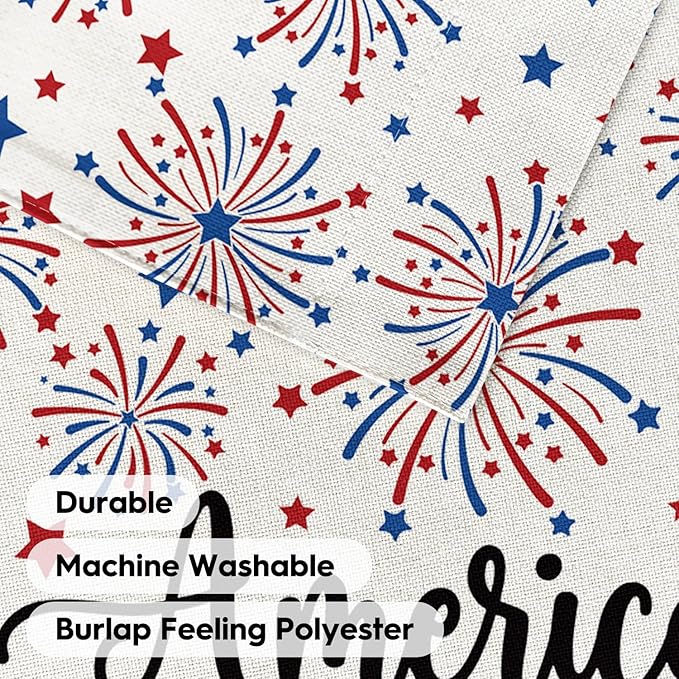 AVOIN colorlife 4th of July Patriotic Fireworks House Flag 28x40 Inch Double Sided Outside, Independence Day American Stars Yard Outdoor Decoration