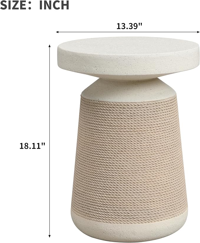 Christopher Knight Home 18.11" H Simulated Rattan and Stone MGO Side Table Sculptural Tapered End Table Indoor Outdoor Living Room Patio Balcony Decor Accent Table, Natural Wood