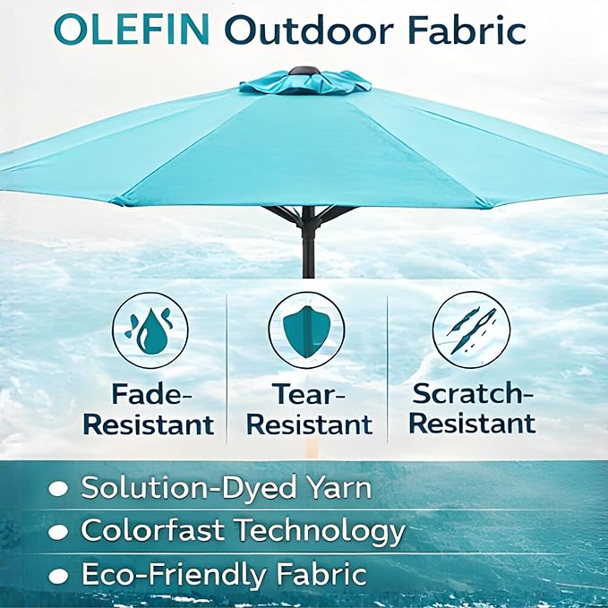 Sfmora OLEFIN 5-Year Non Fading 9ft 8Ribs Patio Umbrella Replacement Canopy, Outdoor Umbrella Canopy, Umbrella Top ONLY (Color)
