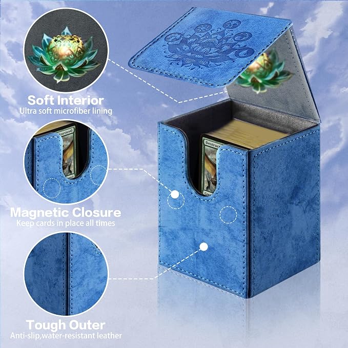 PROMAXIBINDER MTG Card Deck Box, Fits 200 Cards, Storage for TCG/MTG Crads, PU Leather Strong Magenet (Navy Blue)