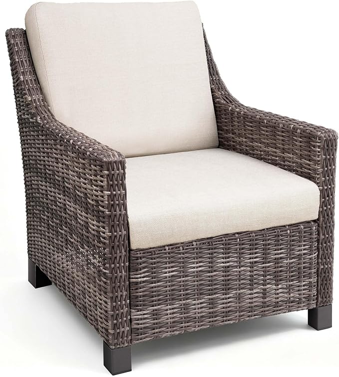 Wicker Patio Conversation Set, Outdoor Patio Chair Set with Deep Seating, Wide Armrests & Thick Cushions, All-Weather Outdoor Furniture Set for Patio, Porch, Deck & Backyard