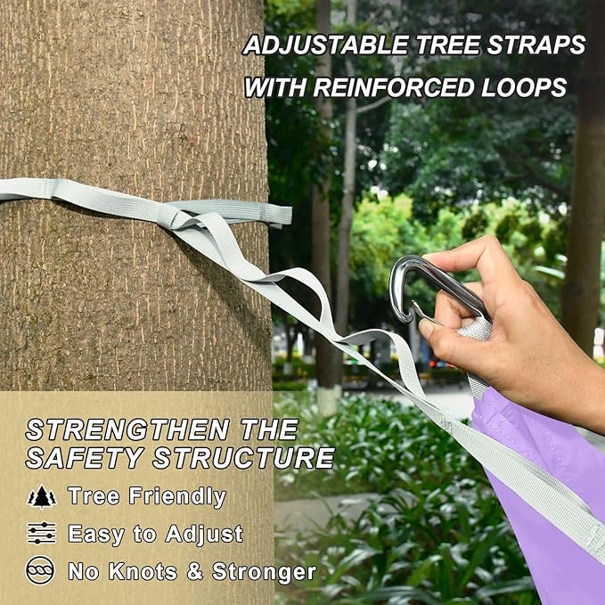 Purple 330lb Capacity Outdoor Hammock with Hanging Rope Hanging Hammock for Outside Patio Garden hamacas para adultos con soporte