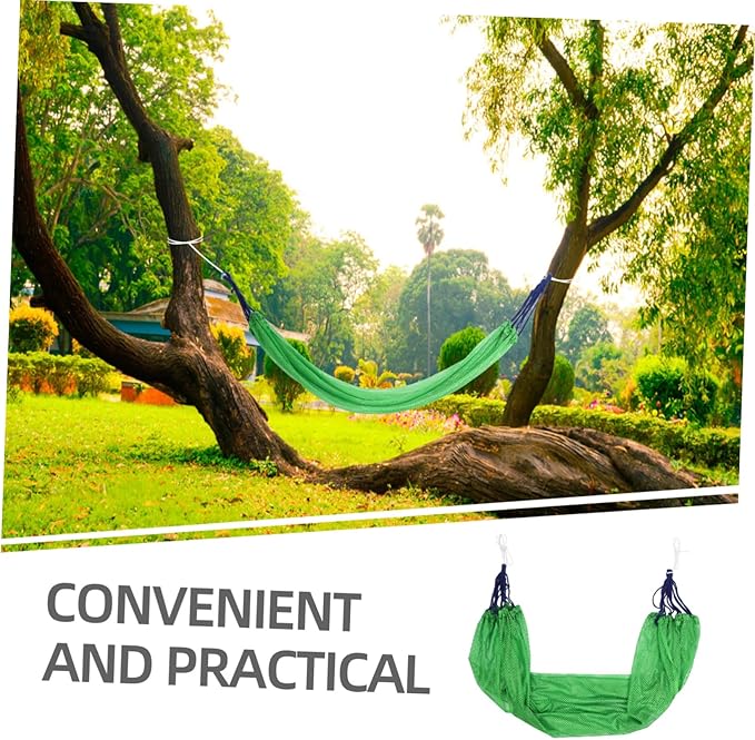 Mipcase 1set Lightweight Mesh Hammock for Use Breathable Design Storage Bag for Camping and Relaxation Green