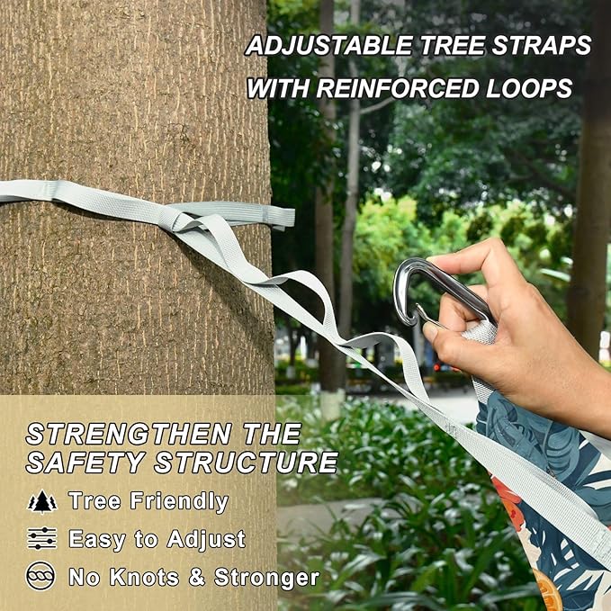Camping Hammock Outdoor Hammocks for Outside Orange Hibiscus Flower Beach Trees Portable Lightweight with Pockets Tree Straps Indoor