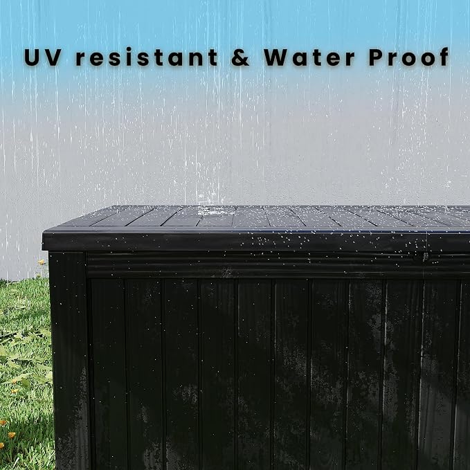 Outdoor Storage Box 200GAL Waterproof Resin Deck Box,UV-Resistant Lockable Package Delivery Bin for Garden Tools,Patio Outside Cushions,Pool Accessories Supplies,Chest,Furniture,Black