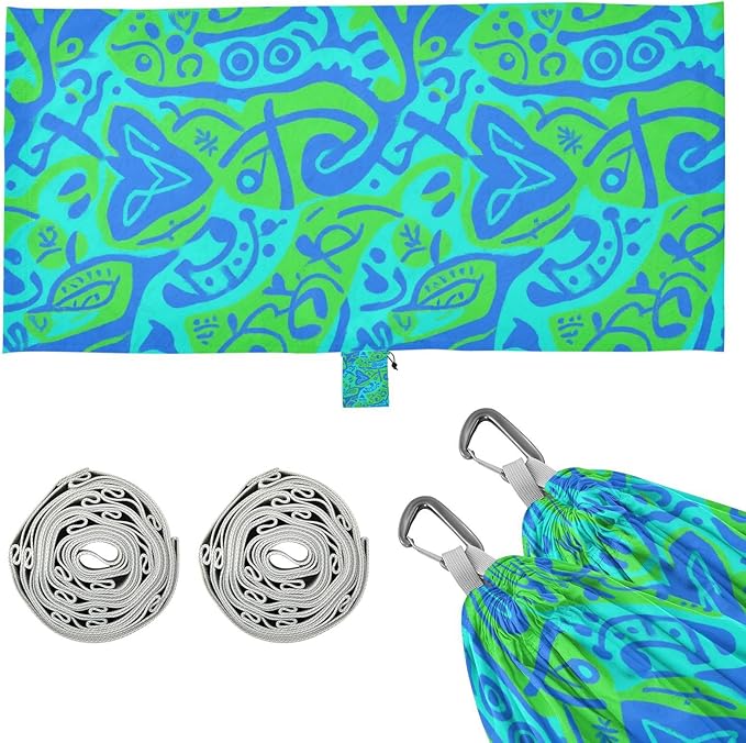 Blue-Green Tie-dye 330lb Capacity Hammocks for Camping with Portabl Carry Bag Rope Hammock for Outside Patio Garden Bases para hamacas para adultos