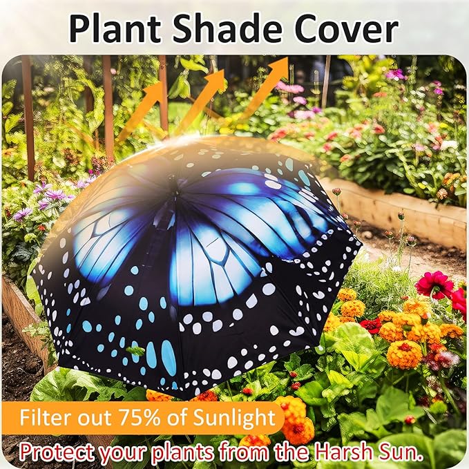 Plant Umbrellas for Outdoor Plants, Large Garden Plant Umbrella Shade Upgraded Adjustable Angle Height for Potted Plants Garden Beds