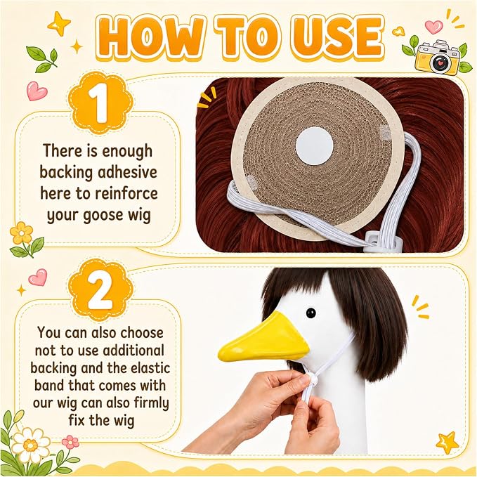 4Pcs Porch Goose Wigs Set porch goose outfits Accessories for Outdoor Statue Accessories Garden Patio Yard Goosey Decoration (3PCS Wigs-A)