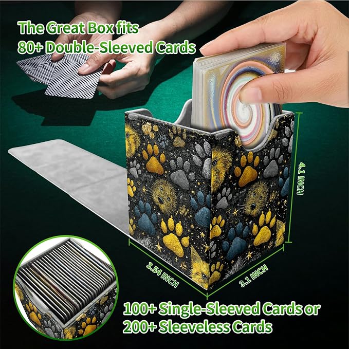 Dog Melon Seal Puppy Card Deck Box for MTG, Personalized Card Storage Case Fits 120+ Sleeved Cards, Premium Leather TCG Box with Strong Magnetic Closure for Magic, CCG, PTCG, Baseball Cards