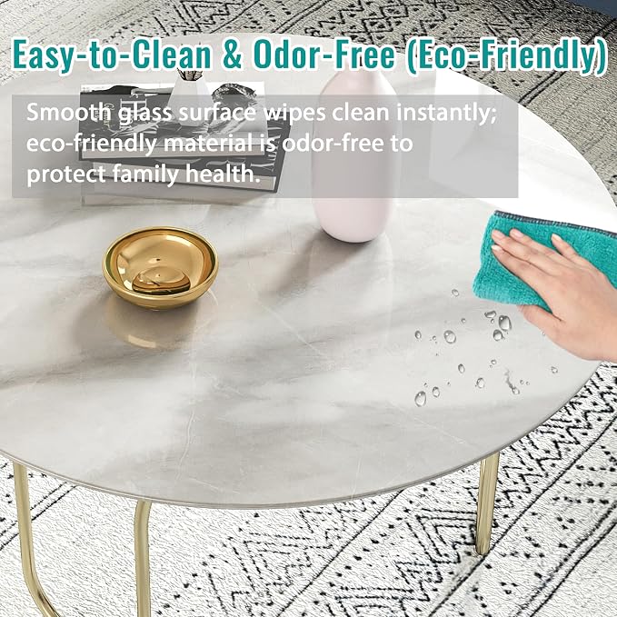 36" Round Tempered Glass Table Top, Marble Glass Surface Protector Heat & Scratch Resistant Multipurpose for Dining, Coffee, Restaurant, Office and End Table (Grey Marble Pattern, 36 Inch)
