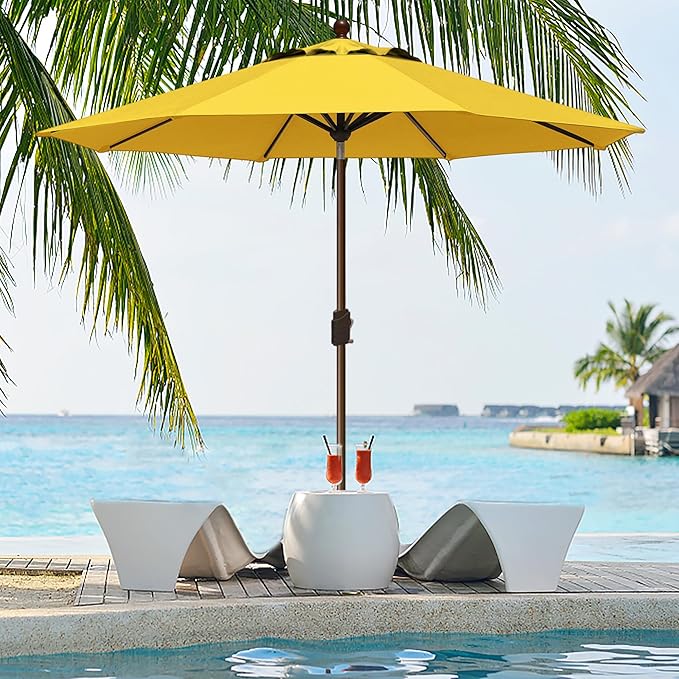 EliteShade USA 10-Year-Non-Fading 9Ft Market Patio Umbrella, UPF 50+ UV Protection Performance Sun Umbrella, Heavy Duty Commercial Grade Outdoor Table Umbrella with Crank & Tilt, Windproof Vented Top for Garden, Pool, Deck and Outdoor Playsets, Sunflow...