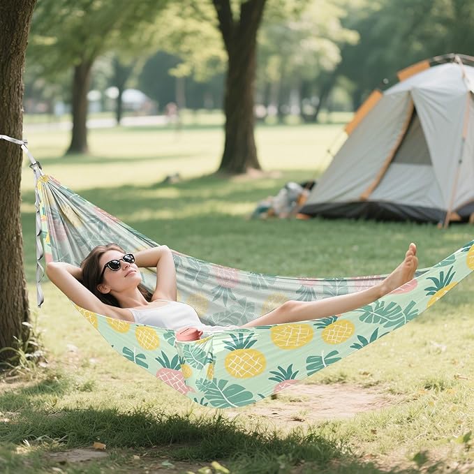 Camping Hammock Outdoor Hammocks for Outside Pineapple Leaf Beach Trees Portable Lightweight with Pockets Tree Straps Indoor