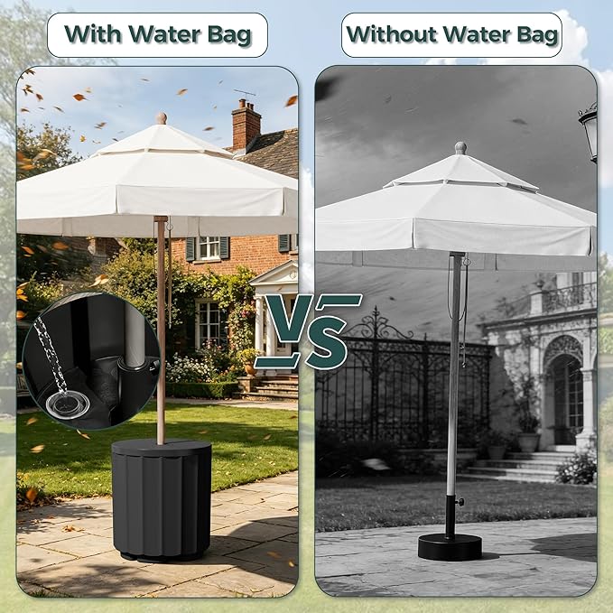 Patio Umbrella Stand with 1.5 Inch Hole, 2-in-1 Outdoor Umbrella Base, Wind-Resistant Side Table, Heavy Duty Patio Table with Umbrella for Pool, Easy Assembly, Black