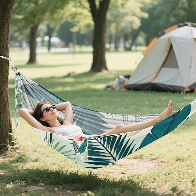 Tropical Leaf Hammocks with Tree Straps Swing Hammock for Indoor Outdoor Patio