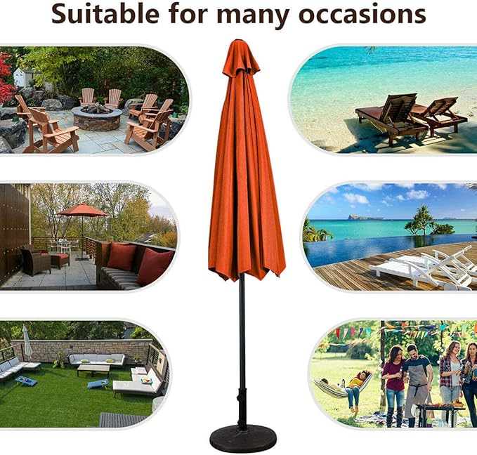 Giantex 9ft Patio Umbrella Outdoor, Market Table Umbrella w/Push Button Tilt and Crank, 180G Polyester Fabric and Sturdy Ribs, Sun Canopy Umbrellas for Patio Garden Beach Deck Pool