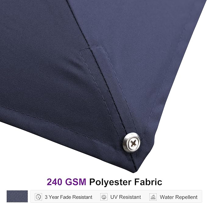 PURPLE LEAF 12' X 12' Square Patio Umbrella with Base Large Offset Hanging Outdoor Cantilever Umbrella Included Base for Garden Deck Backyard Pool Navy