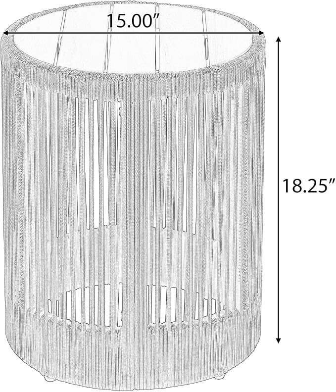 LUMISOL Outdoor Coffee Table & Side Table, Set of 2, Outdoor Woven Rope Table Set for Garden, Teak+ Beige