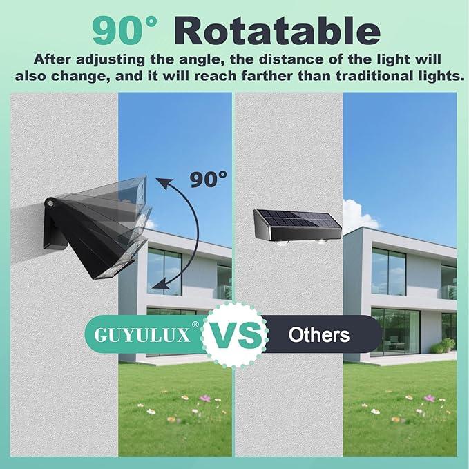 Solar Lights Outdoor Waterproof, 6-Mode RGBW Color Changing, 90° Adjustable, Auto On/Off, Father's Day Mother's Day 4th of July Decor for Fence, Patio, Garden, Yard, Pathway, Porch (4-Pack)