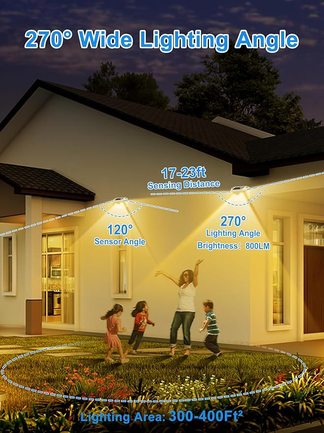 LANSOW Solar Motion Lights Outdoor 6 Pack, 188 LED/3 Modes, Motion Sensor Outdoor Light, IP65 Waterproof 270° Lighting, Solar Powered Security Flood Lights for Outside Yard Garden Wall(Warm White)