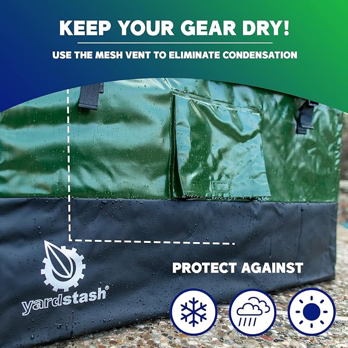 YardStash 143 Gallon Waterproof Deck Box, Portable Outdoor Storage Box for All Weather Tarpaulin Deck Box, Perfect for the Boat, Yard, Patio, or Camping – 143 Gallon, XL Green