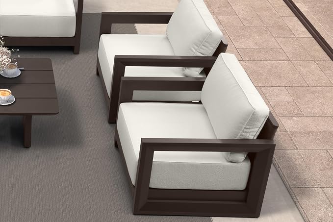 PURPLE LEAF Patio Furniture Set Enclosed Outdoor Couch with 9.6" Thick Cushion and Soft Pillows 8 Piece Outdoor Sectional Sofas with Ottoman Modern Patio Conversation Sets for Yard Porch Deck, Bronze
