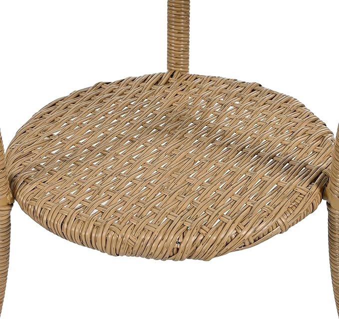 Montary 3 - Piece Outdoor Leisure Set,2 Stylish Hand - Woven Rattan Single Chairs & a Sturdy Tempered Glass Round Table - Ideal for Relaxing on Balconies and Courtyards,Natural & Grey