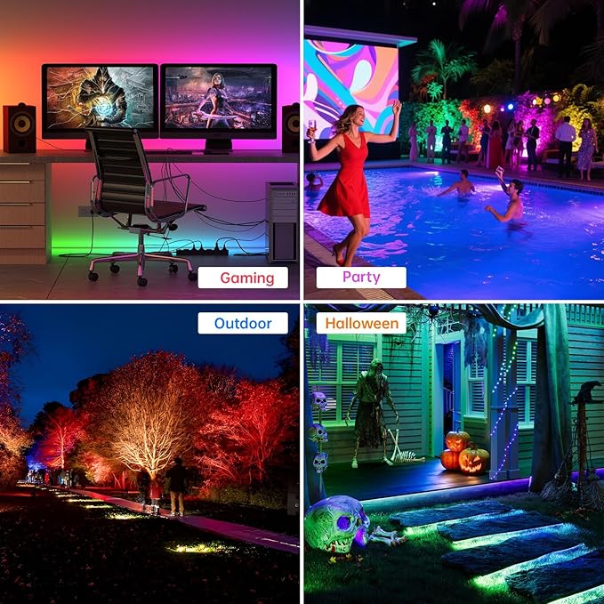 LED Flood Light Outdoor, 500W Equivalent 5000LM Smart RGB Landscape Lighting with APP Control, DIY Scenes - Timing - Warm White 2700K - Color Changing Uplight, IP66 Waterproof, 43 Modes (4 Pack)