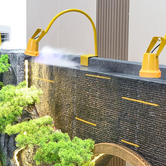 6.5 ft Cement Standing Fountain, Double Sided Feng Shui Design | Indoor and Outdoor use | Rain and UV Protection | Durable, Weather Resistant, and Equipped with LED Lighting(B Single-Sided)