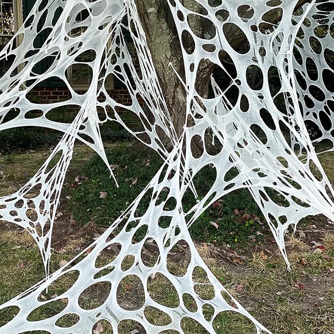 900 sq ft Spider Web Halloween Decorations Outdoor Stretchy Spider Webbing | 2-Pack Spooky Spider Webs for Outdoor Halloween Decorations, Spider Web Decorations for Haunted House Halloween Party