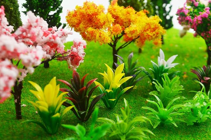 MOMOONNON 28 Pcs Miniature Fairy Garden Tree Plant Ornament, Mixed Model Trees 1-3 Inches, Miniature Dollhouse Pots Decor Moss Bonsai Micro Landscape DIY Craft Garden Ornament