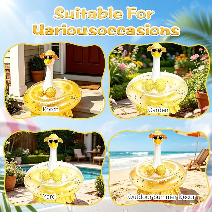 Porch Goose Summer Outfit,Hsummer Porch Goose Outfit,Porch Goose Bikini,Summer Garden Lawn Patio Yard Outdoor Decor (Yellow)