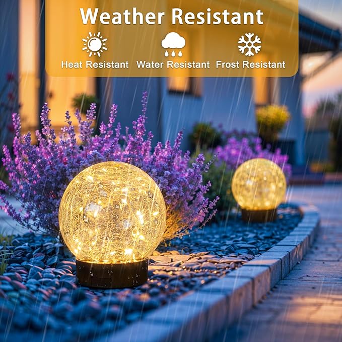 4 Packs Solar Globe Lights Outdoor USB Charged Garden Decor 3.94" Diameter 30LED 1000mAh Solar Globe Lights for Outdoor Indoor Mothers Day Gifts Holiday Decor(3.94'' Medium 4 Pack Warm White)