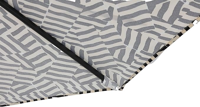 Tempera Striped Patio Umbrellas Outdoor Table Market Umbrellas with Crank & Pust Button Tilt|Auto-Tilt, 8 Steel Ribs, High Color-Fastness Canopy